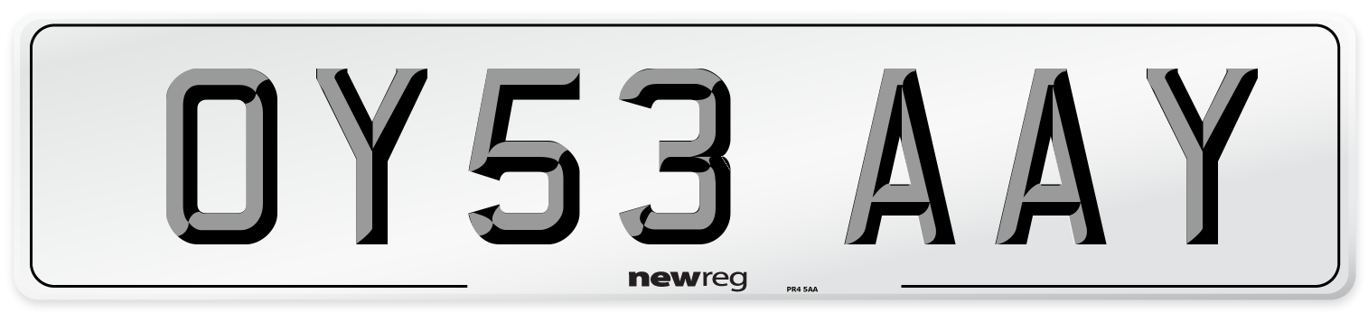 OY53 AAY Number Plate from New Reg